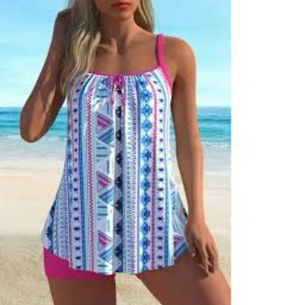 NEW 2 piece Tankini Swim set, tribal print #SW-T2-0033